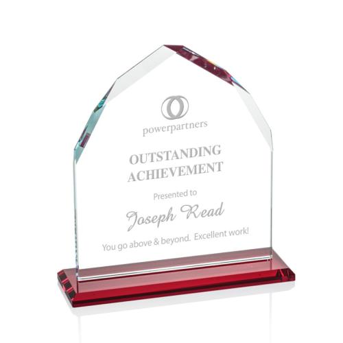 Corporate Awards - Crystal Awards - Montibello Red Arch & Crescent Crystal Award