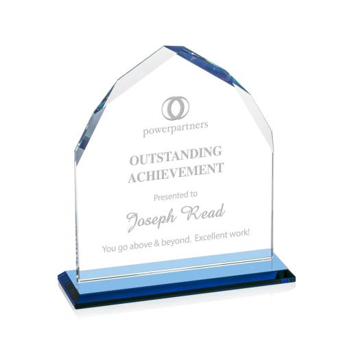 Corporate Awards - Crystal Awards - Montibello Sky Blue Arch & Crescent Crystal Award