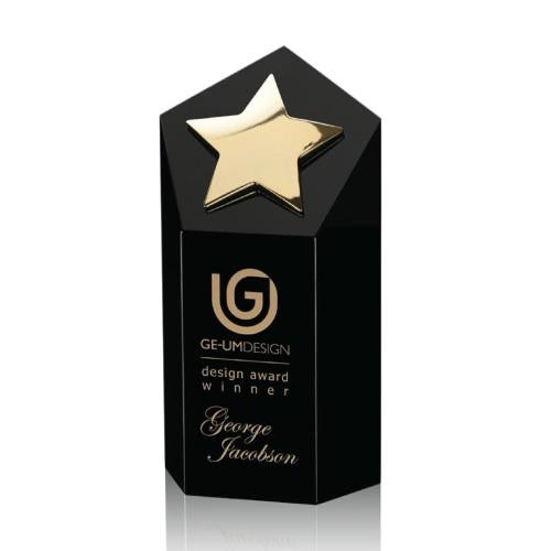 Corporate Awards - Crystal Awards - Dorchester Gold Black Star Crystal Award