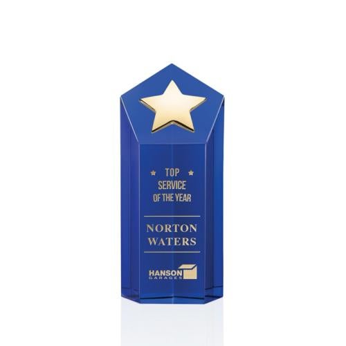 Corporate Awards - Crystal Awards - Dorchester Gold Blue Star Crystal Award