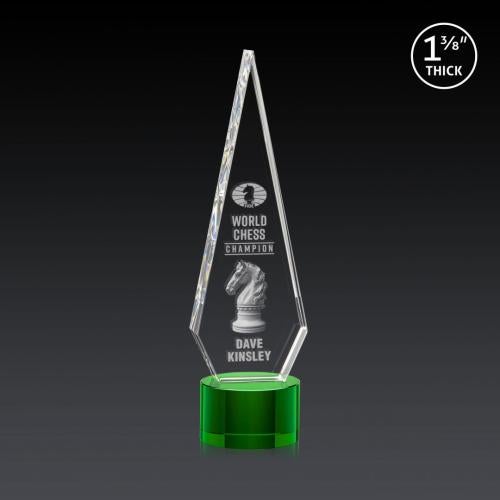 Corporate Awards - Crystal Awards - Springfield 3D Green on Marvel Base Crystal Award