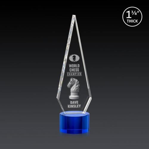 Corporate Awards - Crystal Awards - Springfield 3D Blue on Marvel Base Crystal Award