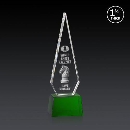 Corporate Awards - Crystal Awards - Springfield 3D Green on Robson Base Crystal Award