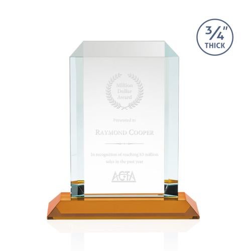 Corporate Awards - Crystal Awards - Dalton Amber Rectangle Crystal Award