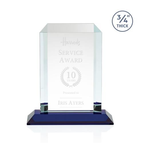 Corporate Awards - Crystal Awards - Dalton Blue Rectangle Crystal Award