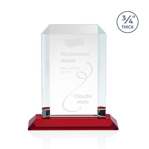 Corporate Awards - Crystal Awards - Dalton Red Rectangle Crystal Award