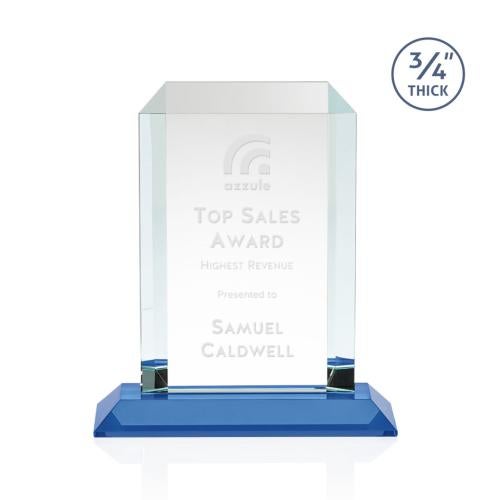 Corporate Awards - Crystal Awards - Dalton Sky Blue Rectangle Crystal Award