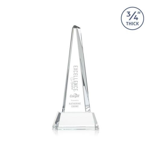 Corporate Awards - Crystal Awards - Majestic Tower Clear on Newhaven Base Pyramid Crystal Award