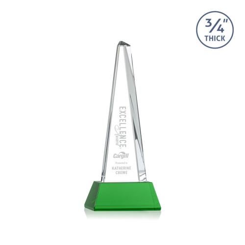 Corporate Awards - Crystal Awards - Majestic Tower Green on Newhaven Base Pyramid Crystal Award