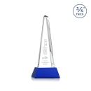 Majestic Tower Blue on Newhaven Base Pyramid Crystal Award