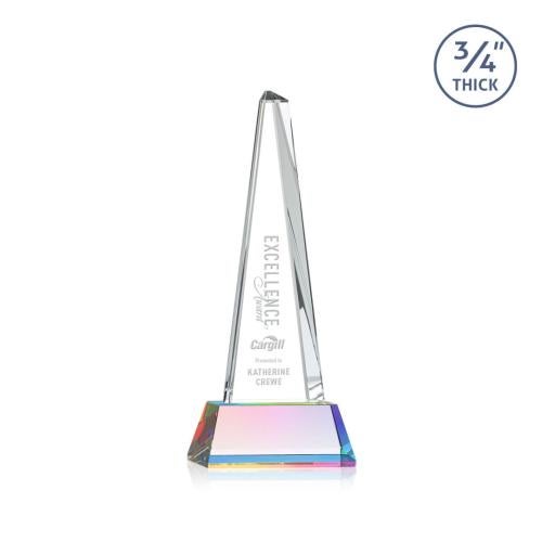 Corporate Awards - Crystal Awards - Majestic Tower Prismatic on Newhaven Base Pyramid Crystal Award