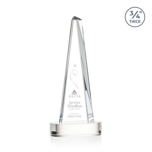 Corporate Awards - Crystal Awards - Majestic Tower Clear on Alberton Base Pyramid Crystal Award