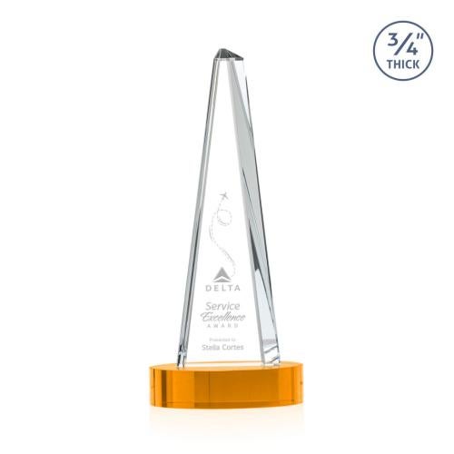 Corporate Awards - Crystal Awards - Majestic Tower Amber on Alberton Base Pyramid Crystal Award