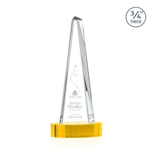 Corporate Awards - Crystal Awards - Majestic Tower Gold on Alberton Base Pyramid Crystal Award