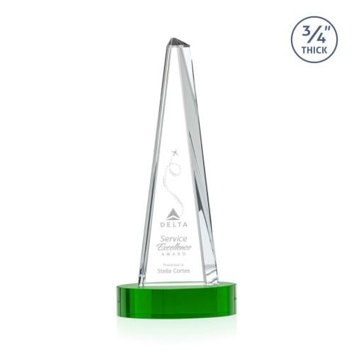 Corporate Awards - Crystal Awards - Majestic Tower Green on Alberton Base Pyramid Crystal Award