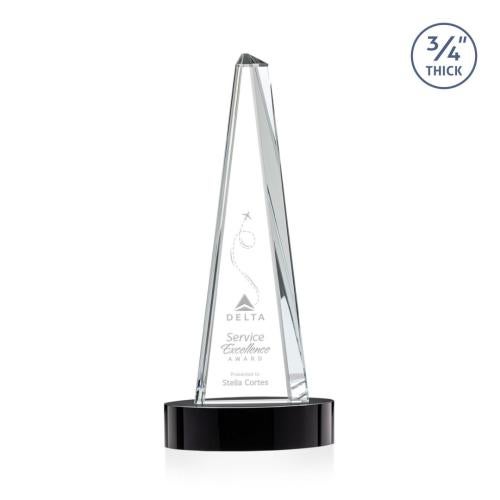 Corporate Awards - Crystal Awards - Majestic Tower Black on Alberton Base Pyramid Crystal Award
