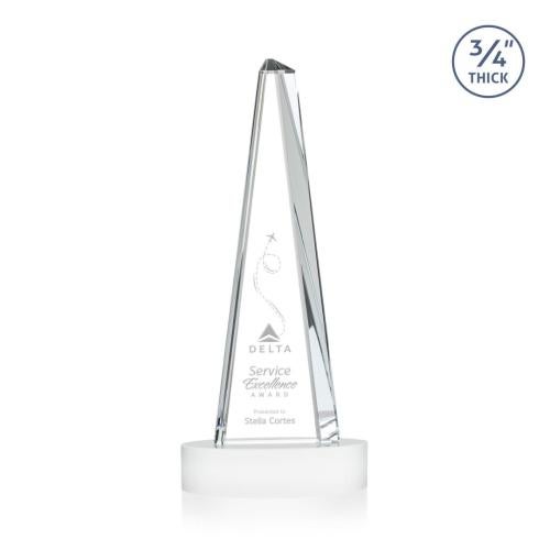 Corporate Awards - Crystal Awards - Majestic Tower White on Alberton Base Pyramid Crystal Award
