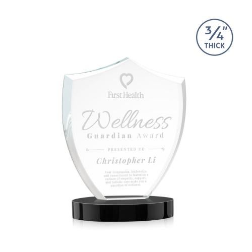 Corporate Awards - Crystal Awards - Scudo Shield on Alberton Base - Black