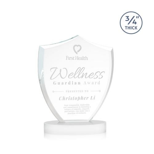 Corporate Awards - Crystal Awards - Scudo Shield on Alberton Base - White