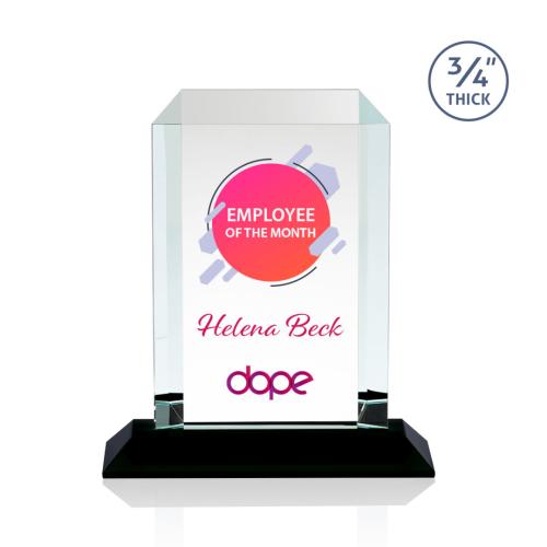 Corporate Awards - Crystal Awards - Dalton Full Color Black Rectangle Crystal Award
