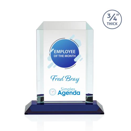 Corporate Awards - Crystal Awards - Dalton Full Color Blue Rectangle Crystal Award