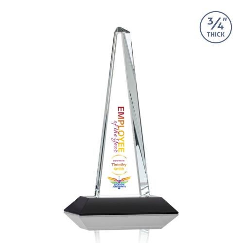 Corporate Awards - Crystal Awards - Majestic Tower Full Color Black Pyramid Crystal Award