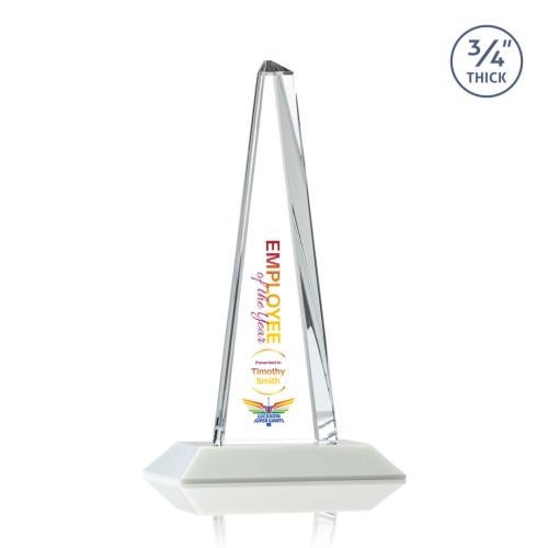 Corporate Awards - Crystal Awards - Majestic Tower Full Color White Pyramid Crystal Award
