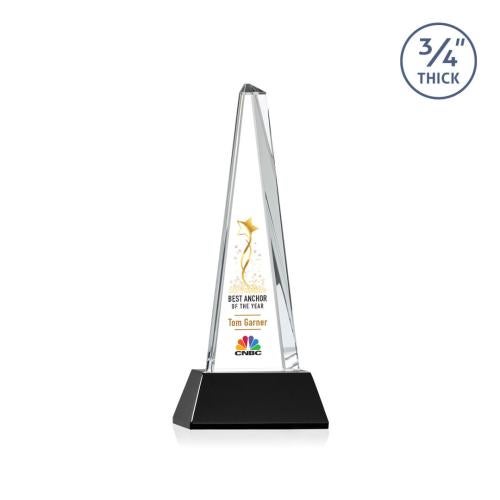 Corporate Awards - Crystal Awards - Majestic Tower Full Color Red on Newhaven Pyramid Crystal Award