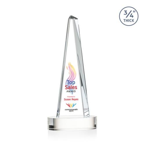 Corporate Awards - Crystal Awards - Majestic Tower Full Color Clear on Alberton Base Pyramid Crystal Award