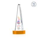 Majestic Tower Full Color Amber on Alberton Base Pyramid Crystal Award