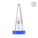 Majestic Tower Full Color Sky Blue on Alberton Base Pyramid Crystal Award