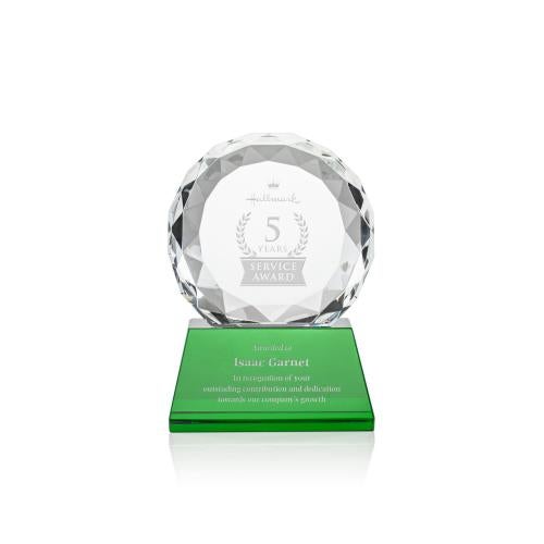 Corporate Awards - Crystal Awards - Seville Green on Entwhistle Base Circle Crystal Award
