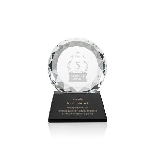 Corporate Awards - Crystal Awards - Seville Black on Entwhistle Base Circle Crystal Award