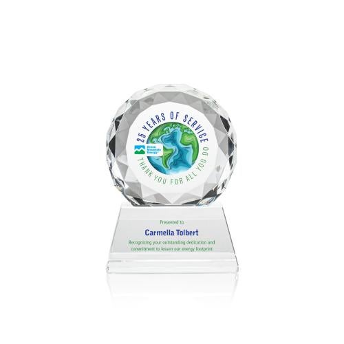 Corporate Awards - Crystal Awards - Seville Full Color Clear on Entwhistle Base Circle Crystal Award