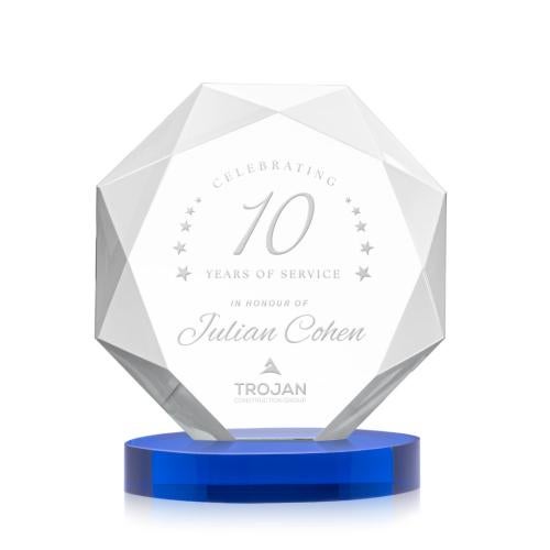 Corporate Awards - Crystal Awards - Kitchener Blue on Alberton Base Crystal Award
