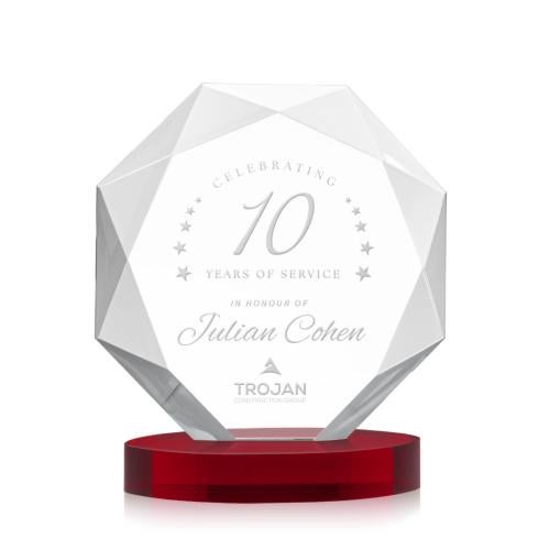 Corporate Awards - Crystal Awards - Kitchener Red on Alberton Base Crystal Award