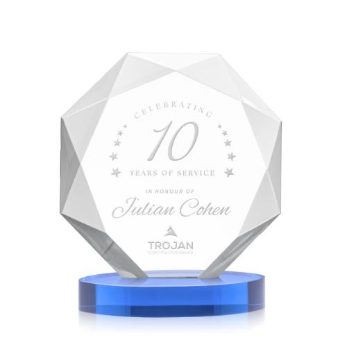 Corporate Awards - Crystal Awards - Kitchener Sky Blue on Alberton Base Crystal Award