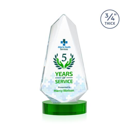 Corporate Awards - Crystal Awards - Sheridan Full Color Green on Alberton Base Abstract / Misc Crystal Award