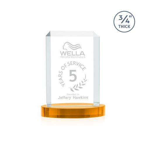 Corporate Awards - Crystal Awards - Dalton Amber on Alberton Base Rectangle Crystal Award