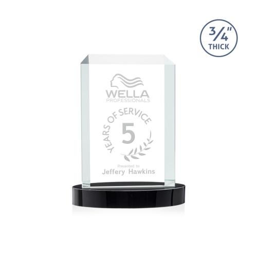 Corporate Awards - Crystal Awards - Dalton Black on Alberton Base Rectangle Crystal Award
