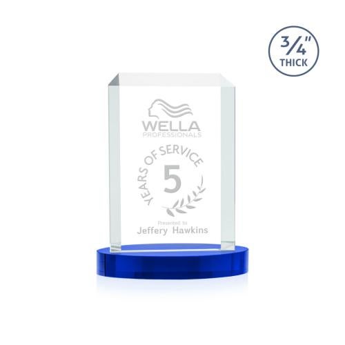 Corporate Awards - Crystal Awards - Dalton Blue on Alberton Base Rectangle Crystal Award
