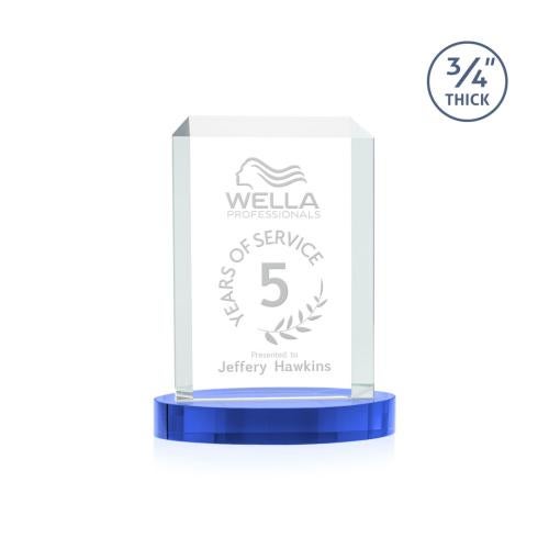 Corporate Awards - Crystal Awards - Dalton Sky Blue on Alberton Base Rectangle Crystal Award