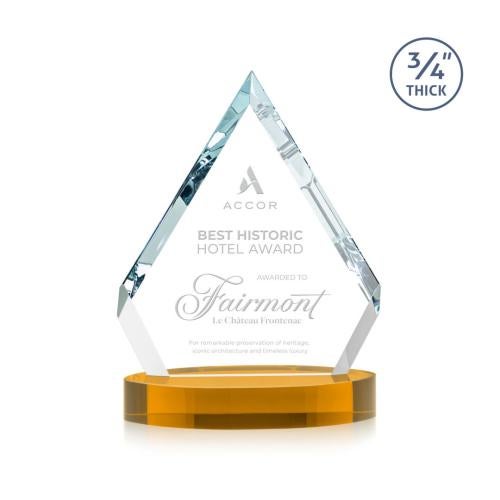 Corporate Awards - Crystal Awards - Apex Amber on Alberton Base Crystal Award
