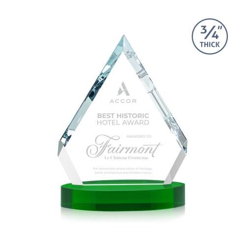 Corporate Awards - Crystal Awards - Apex Green on Alberton Base Crystal Award