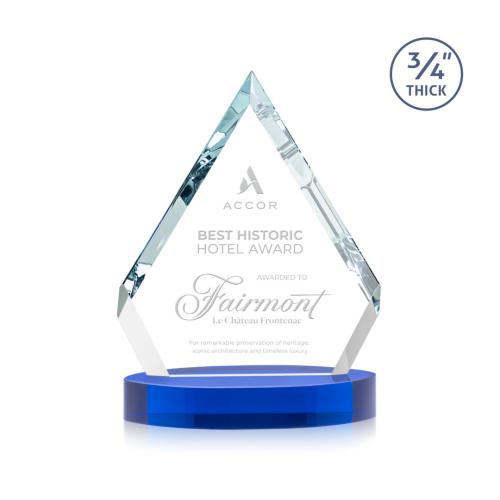 Corporate Awards - Crystal Awards - Apex Blue on Alberton Base Crystal Award