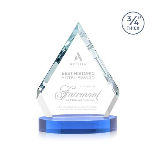 Corporate Awards - Crystal Awards - Apex Sky Blue on Alberton Base Crystal Award