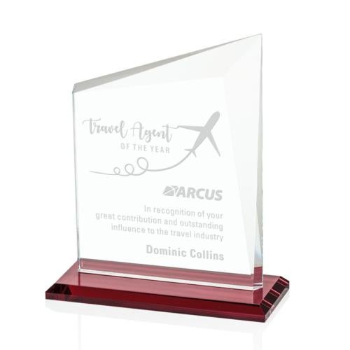 Corporate Awards - Crystal Awards - Bellamy Red  Peak Crystal Award