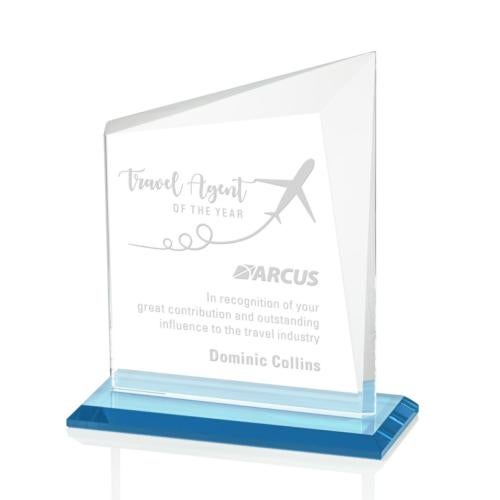 Corporate Awards - Crystal Awards - Bellamy Sky Blue  Peak Crystal Award