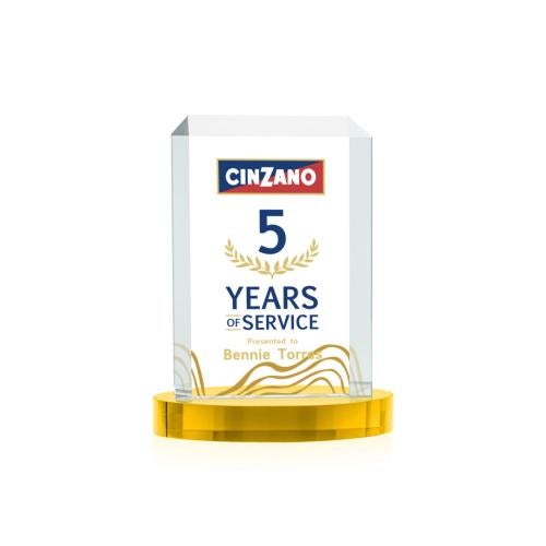 Corporate Awards - Crystal Awards - Dalton Full Color Gold on Alberton Base Rectangle Crystal Award