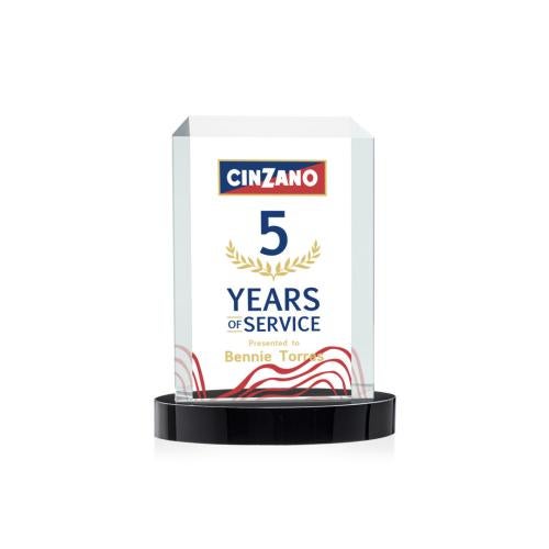 Corporate Awards - Crystal Awards - Dalton Full Color Black on Alberton Base Rectangle Crystal Award